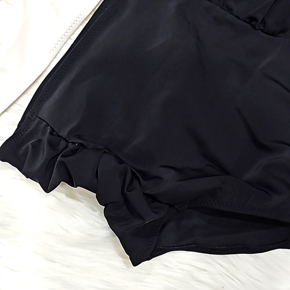 Push-Up Ruffled Tankini Set – Black & Ivory, Sweetheart Neckline, High-Waisted S - Picture 13 of 16